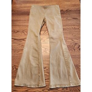 Free People We The Free Penny Pull- On Flare Jeans Sz 31 Tan Bell Bottoms Hippie